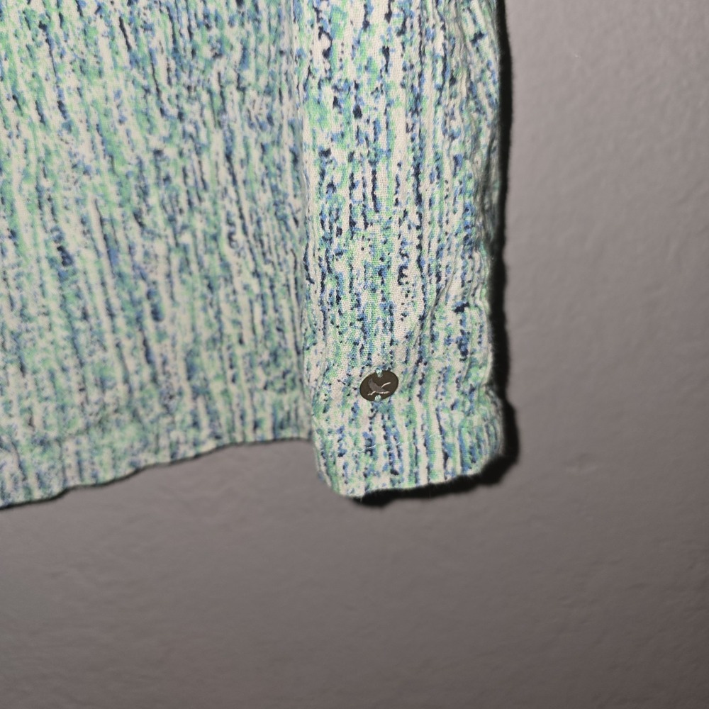 Eddie Bauer Green Blue Abstract Print Quarter Button Tank Artsy Resort Sz S - Picture 5 of 8